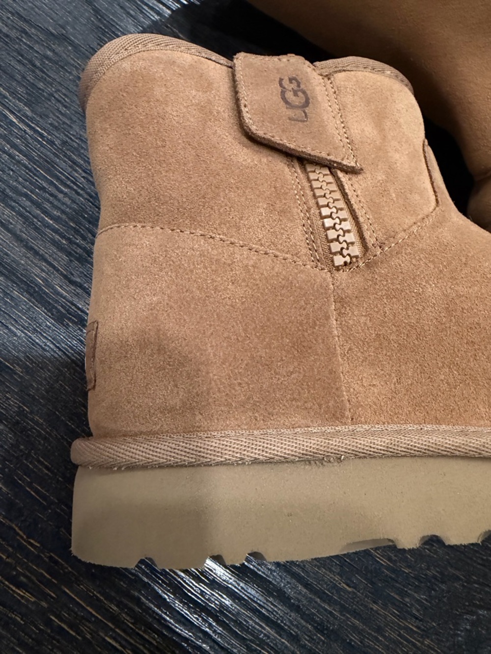 UGG CLASSIC MINI BAILEY ZIP CHESTNUT SUEDE ANKLE WOMEN'S BOOTS SIZE US 6 - Picture 2 of 9